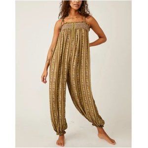 Free People Rule the World Maxi Romper in Fern Combo